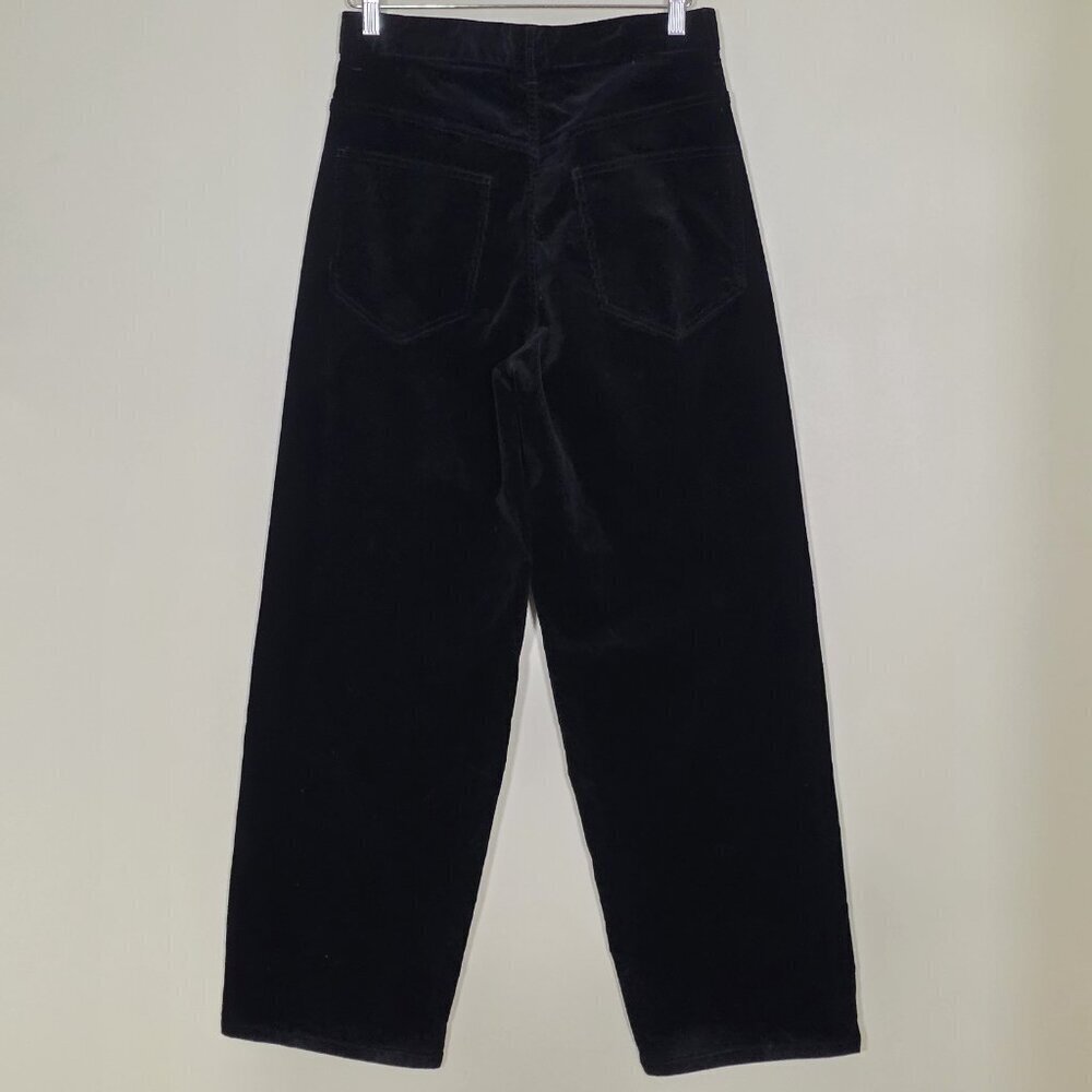 Massimo Dutti Pants Womens EU 36 US 4 Black Microcorduroy Wide Leg 5031/930 Goth - Picture 2 of 16